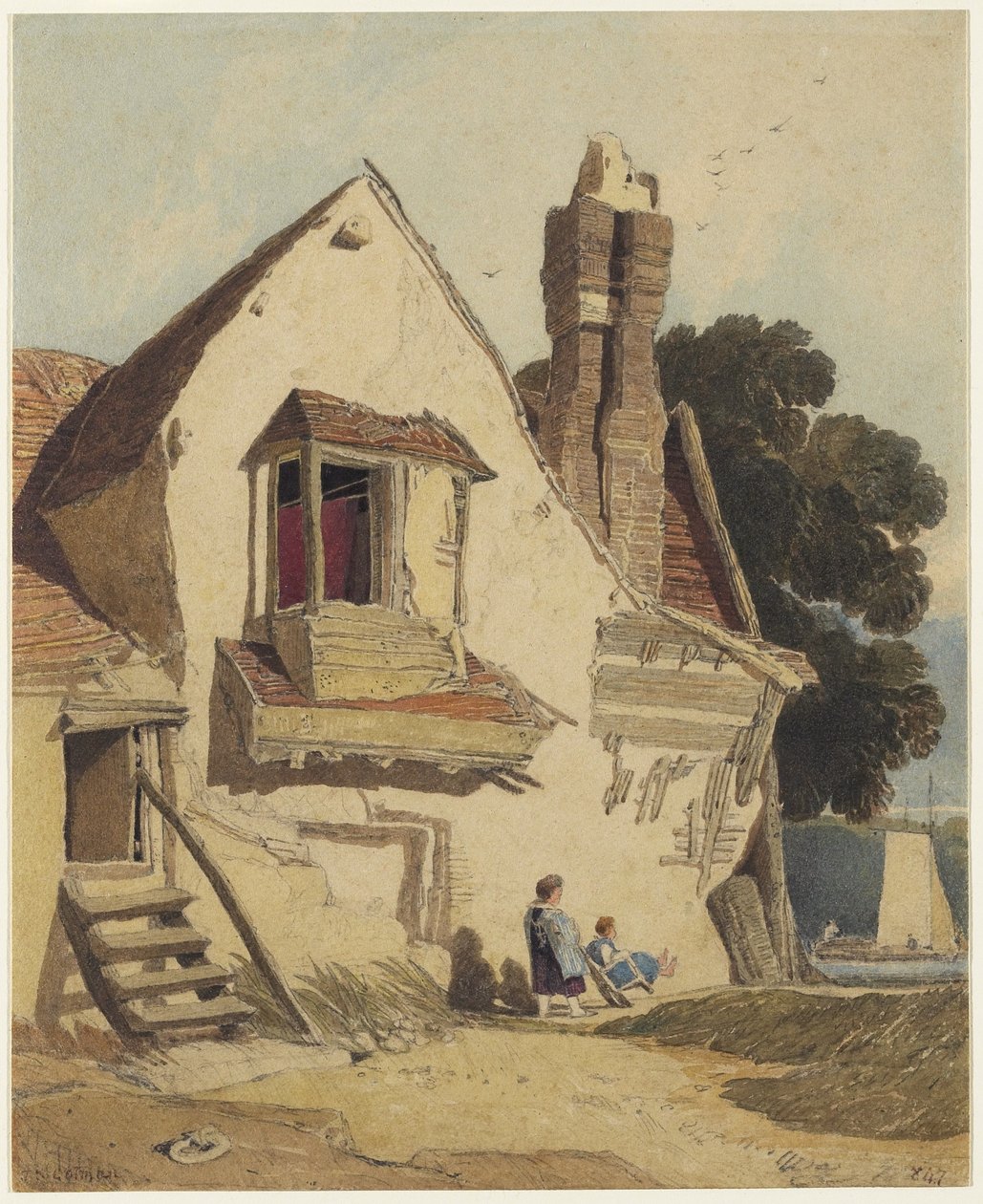 Rustic Cottage, c.1810 (wc juu ya grafiti kwenye karatasi wove)swed av John Sell Cotman