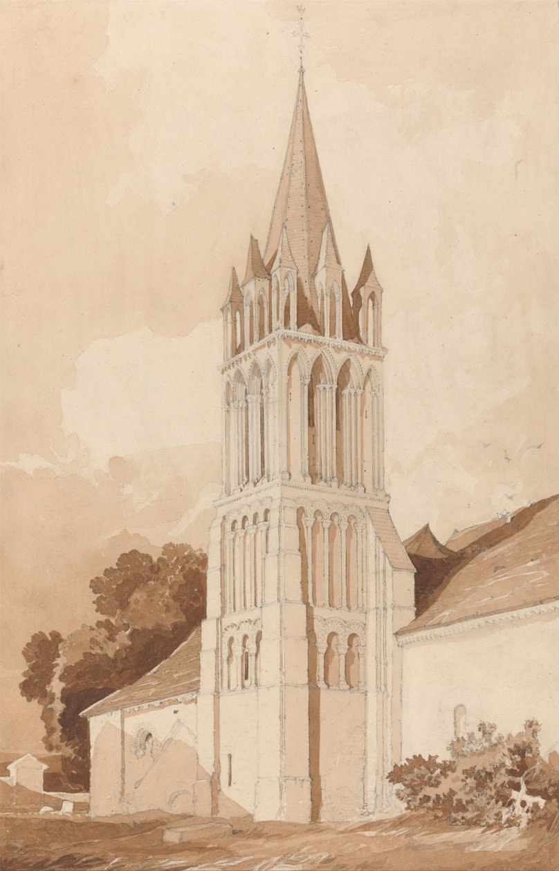 South-East View of the Church of Ifs, Near Caen, Normandy av John Sell Cotman