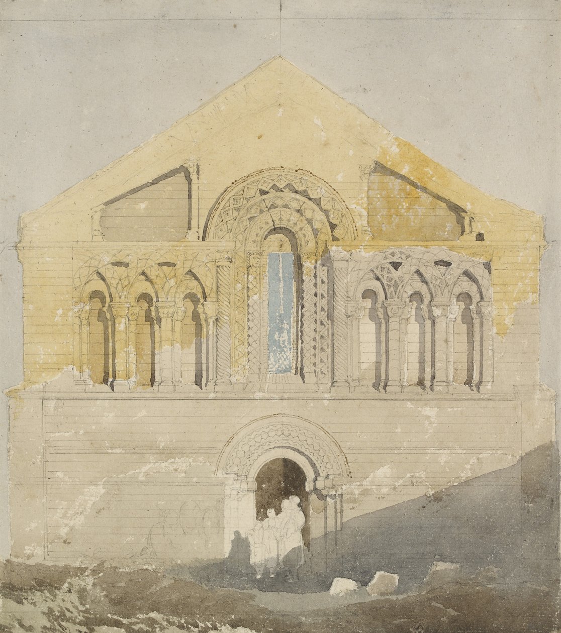 West Front of Castle Rising Church, Norfolk (akvarell med grafit) av John Sell Cotman