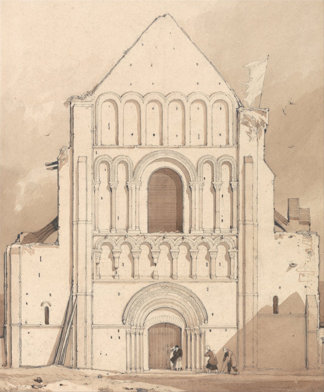 West Front of the Church of Ouistreham (Ouistreham), nära Caen, Normandie av John Sell Cotman