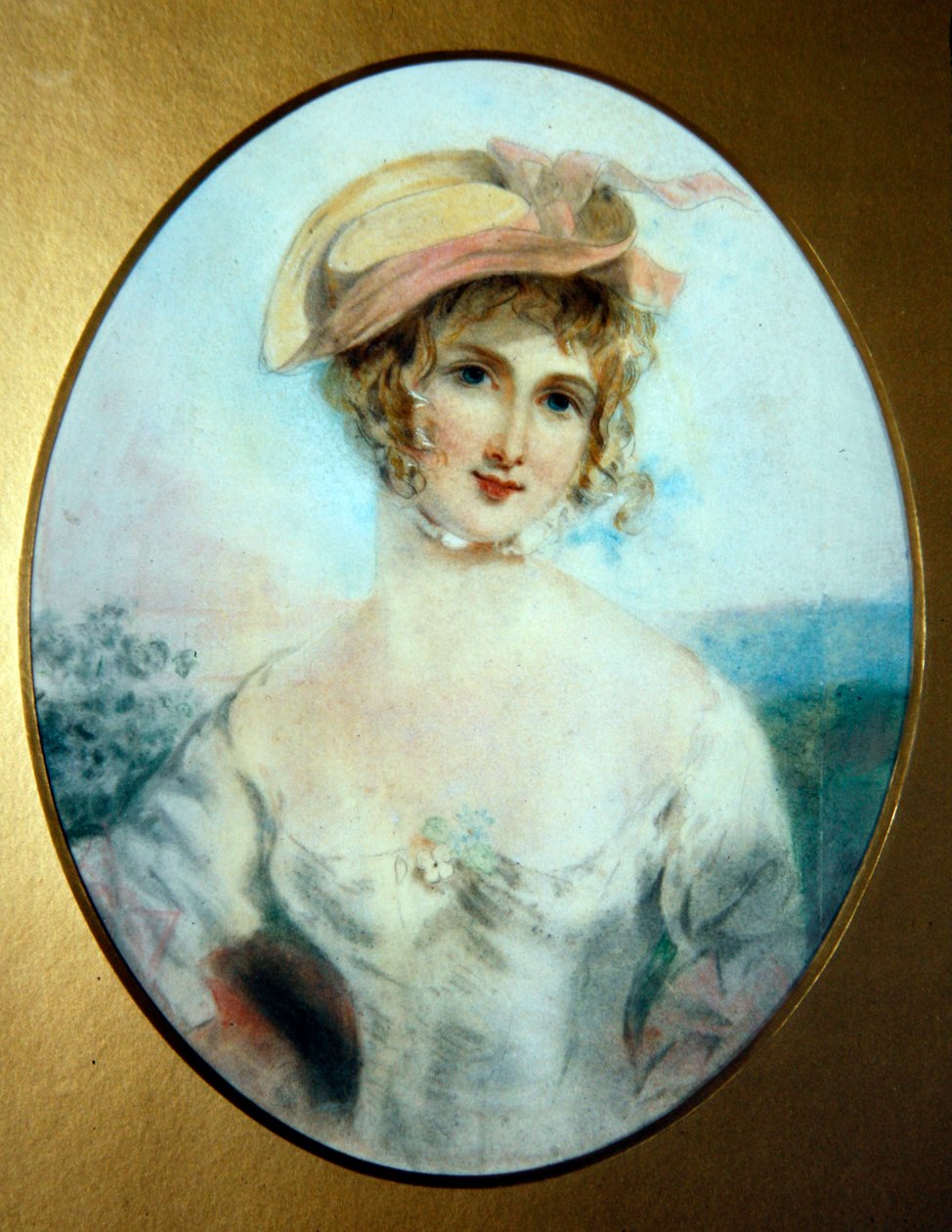 A Country Maiden (penna och färgkrita på papper) av John Simmons
