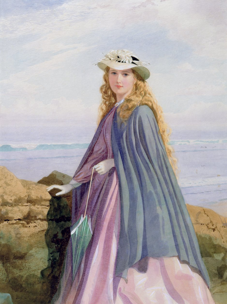 A Lady by the Sea (wc, penna och gouache) av John Simmons