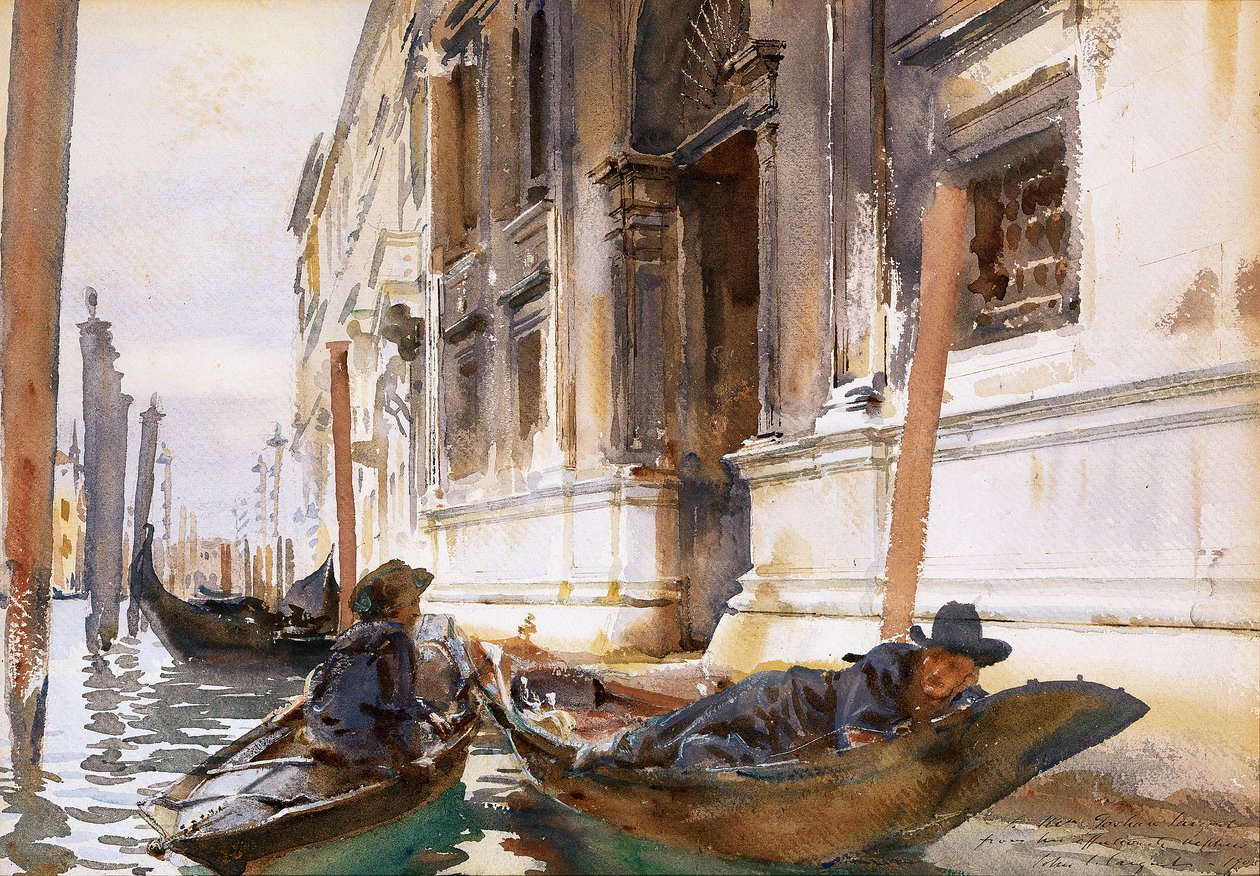 Gondoliers SiestanFrancais : Gondoliers Siestan av John Singer Sargent