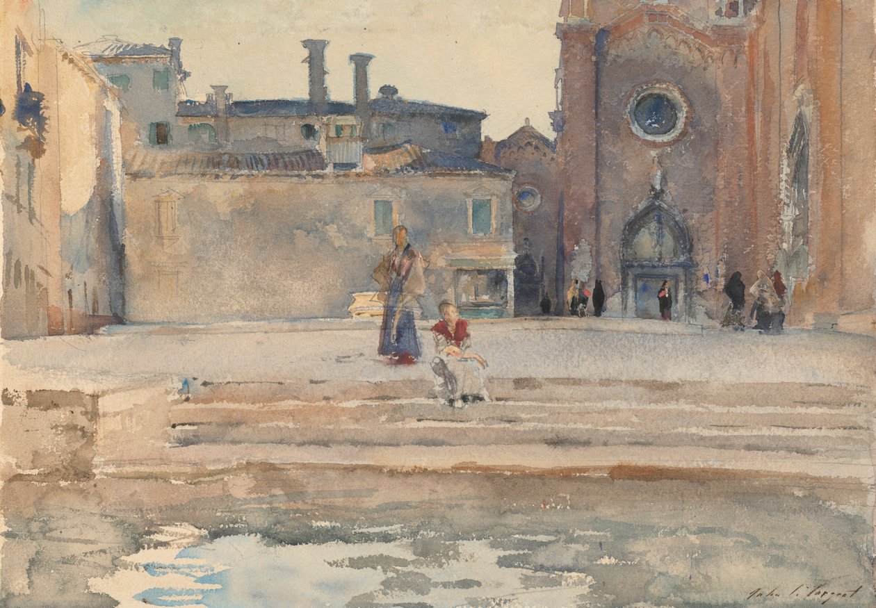 Campo dei Frari, Venedig, 1880-82 (wc över penna med gouache på papper) av John Singer Sargent