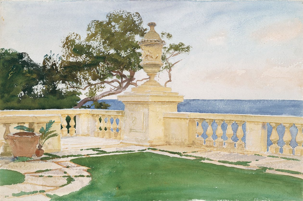 Terrass, Vizcaya, 1917 (wc och grafit på vitt vävt papper) av John Singer Sargent