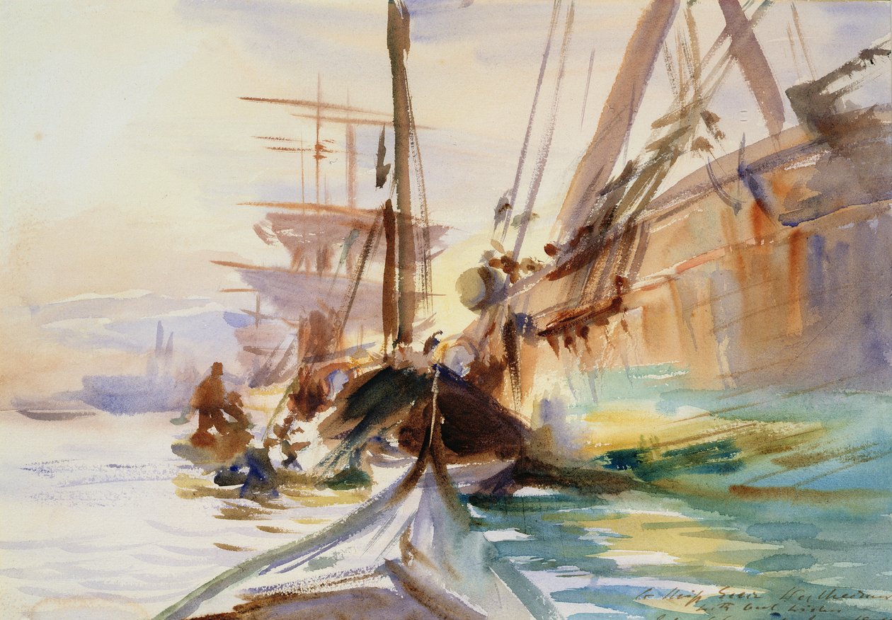 Lossning av båtar i Venedig, 1904 av John Singer Sargent