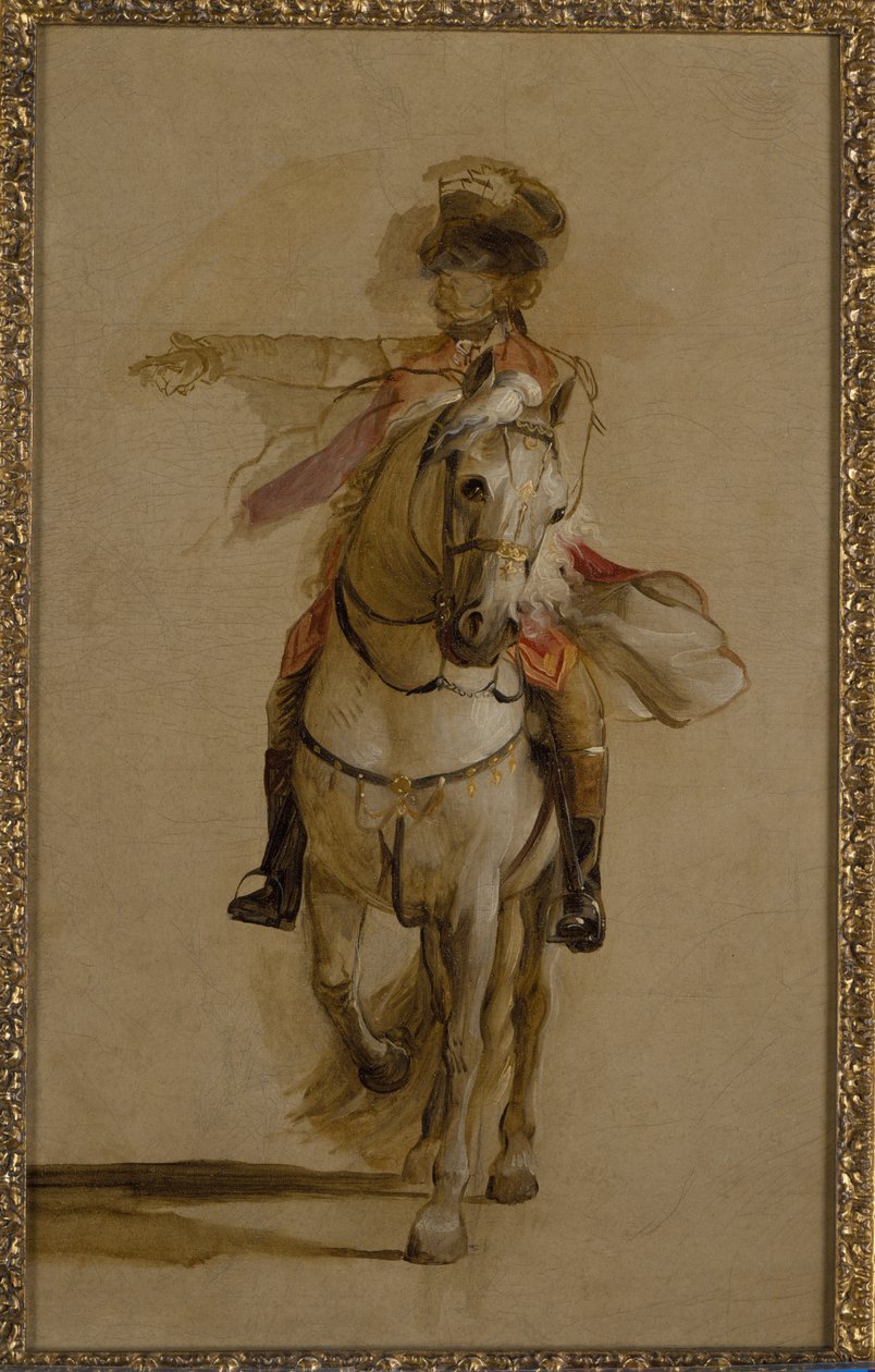 General George Augustus Eliott på en grå kavalleriare, studie för "Belägringen av Gibraltar", ca 1787. av John Singleton Copley