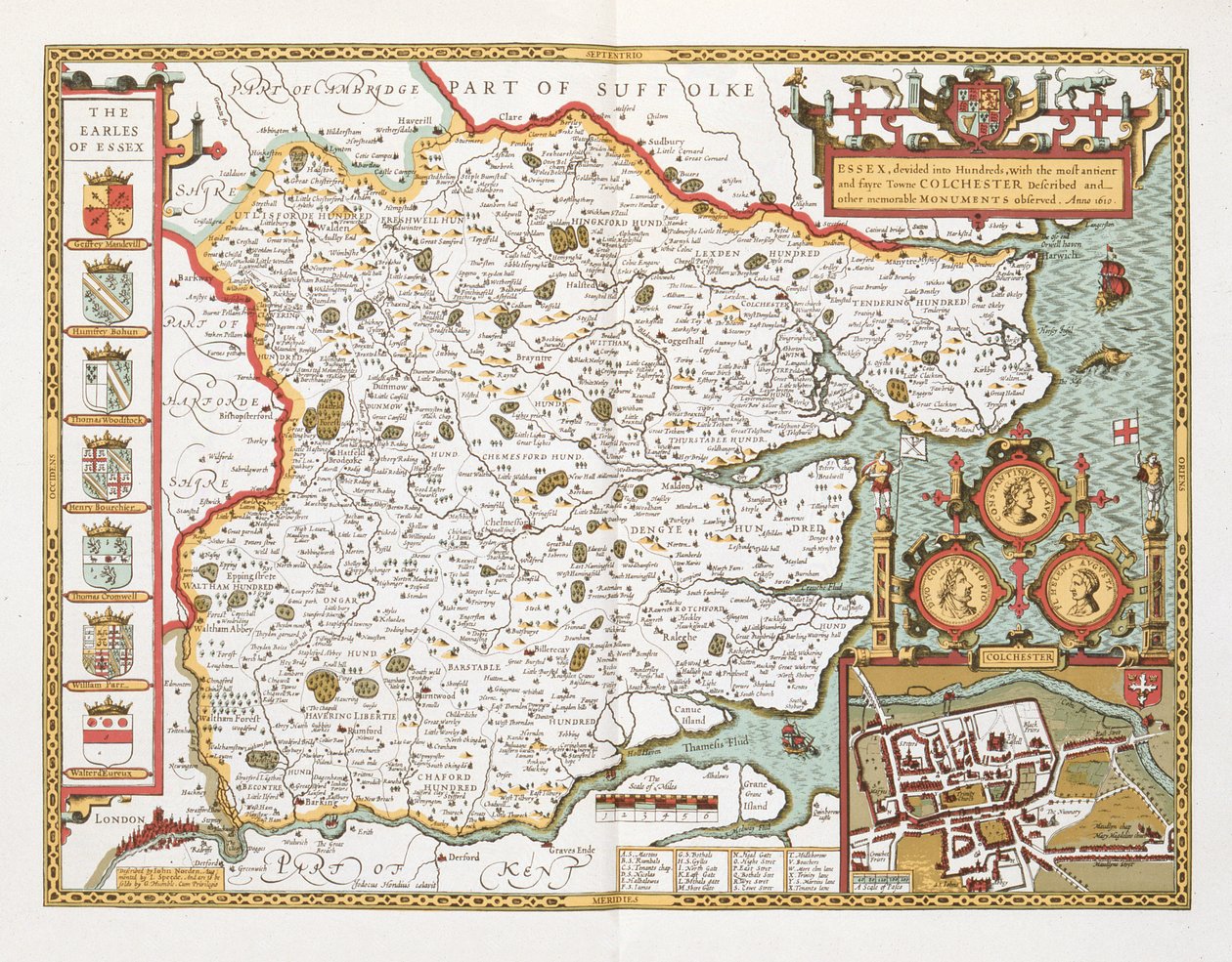 Essex, graverad av Jodocus Hondius (1563-1612) från John Speed