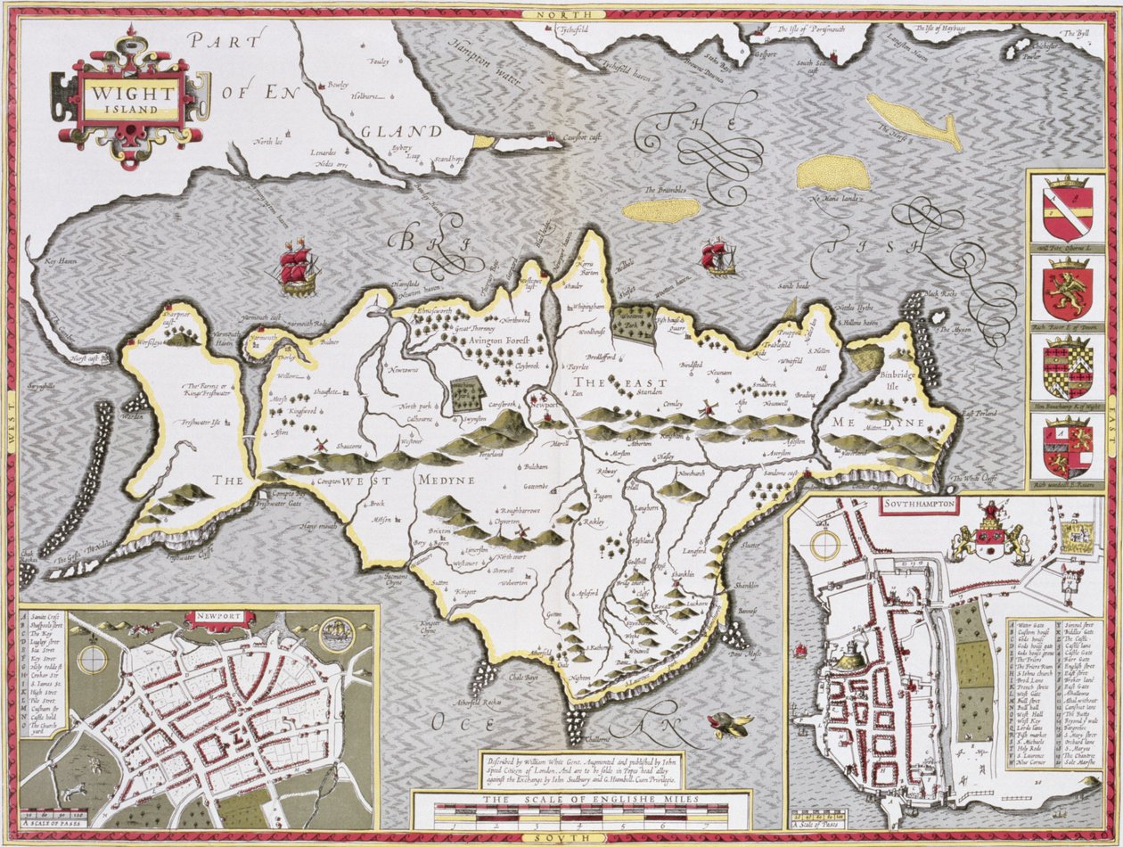 Wight Island, graverad av Jodocus Hondius (1563-1612) från John Speed