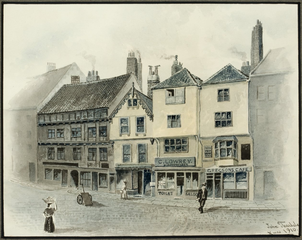 The Side, Newcastle upon Tyne, 1910 (penna och akvarell på papper (på kort)) av John Teasdale