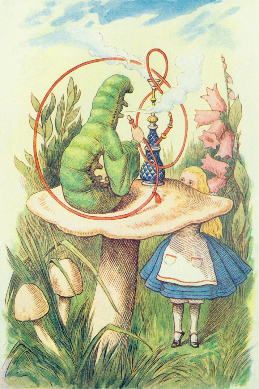 Alice Meets the Caterpillar, illustration från "Alice i Underlandet" av Lewis Carroll (1832-9) av John Tenniel
