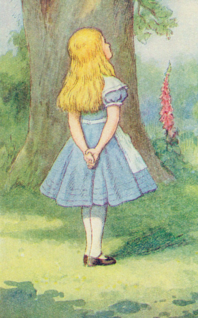 Alice och katterna, illustration från "Alice i underlandet" av Lewis Carroll (1832-9) (detalj av 264483) av John Tenniel