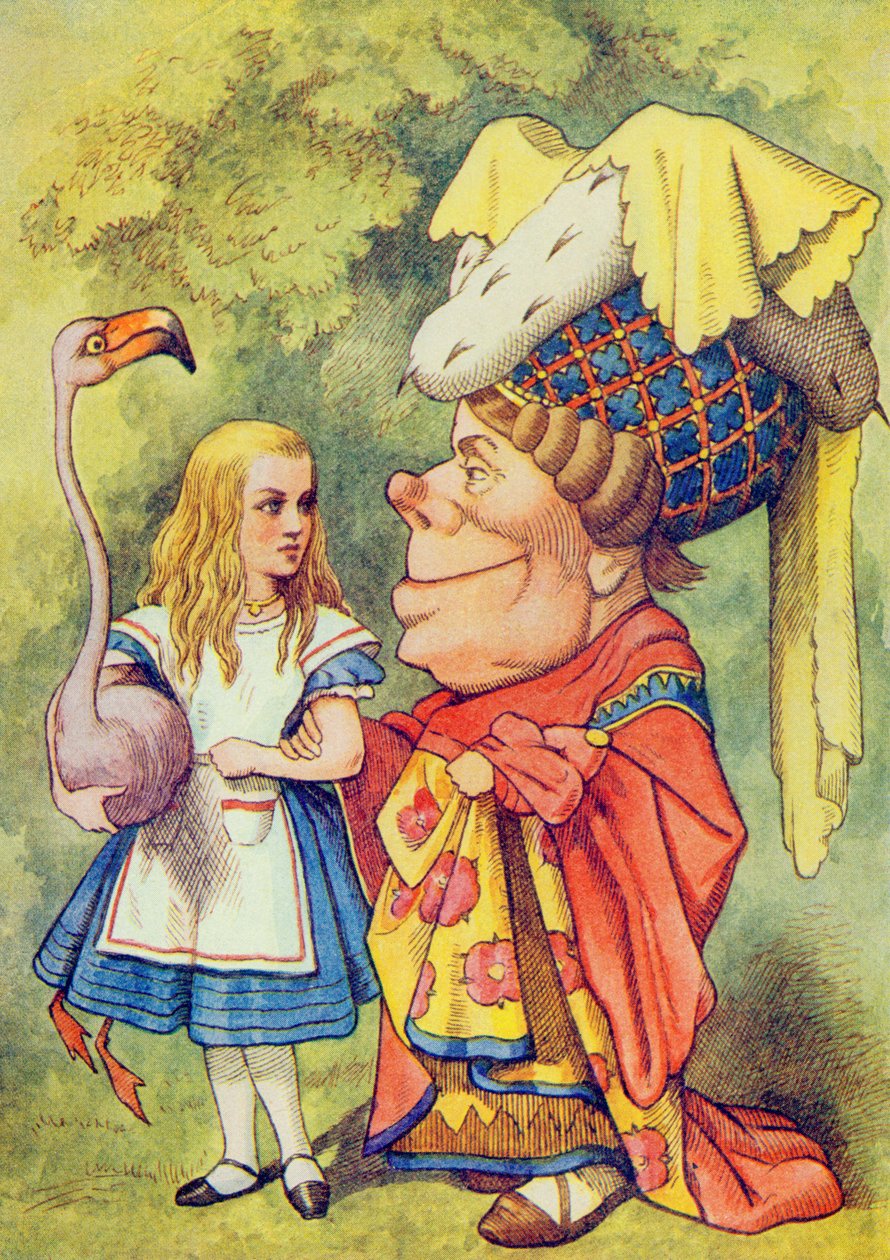 Alice med hertiginnan, illustration från "Alice i Underlandet" av Lewis Carroll (1832-9) av John Tenniel