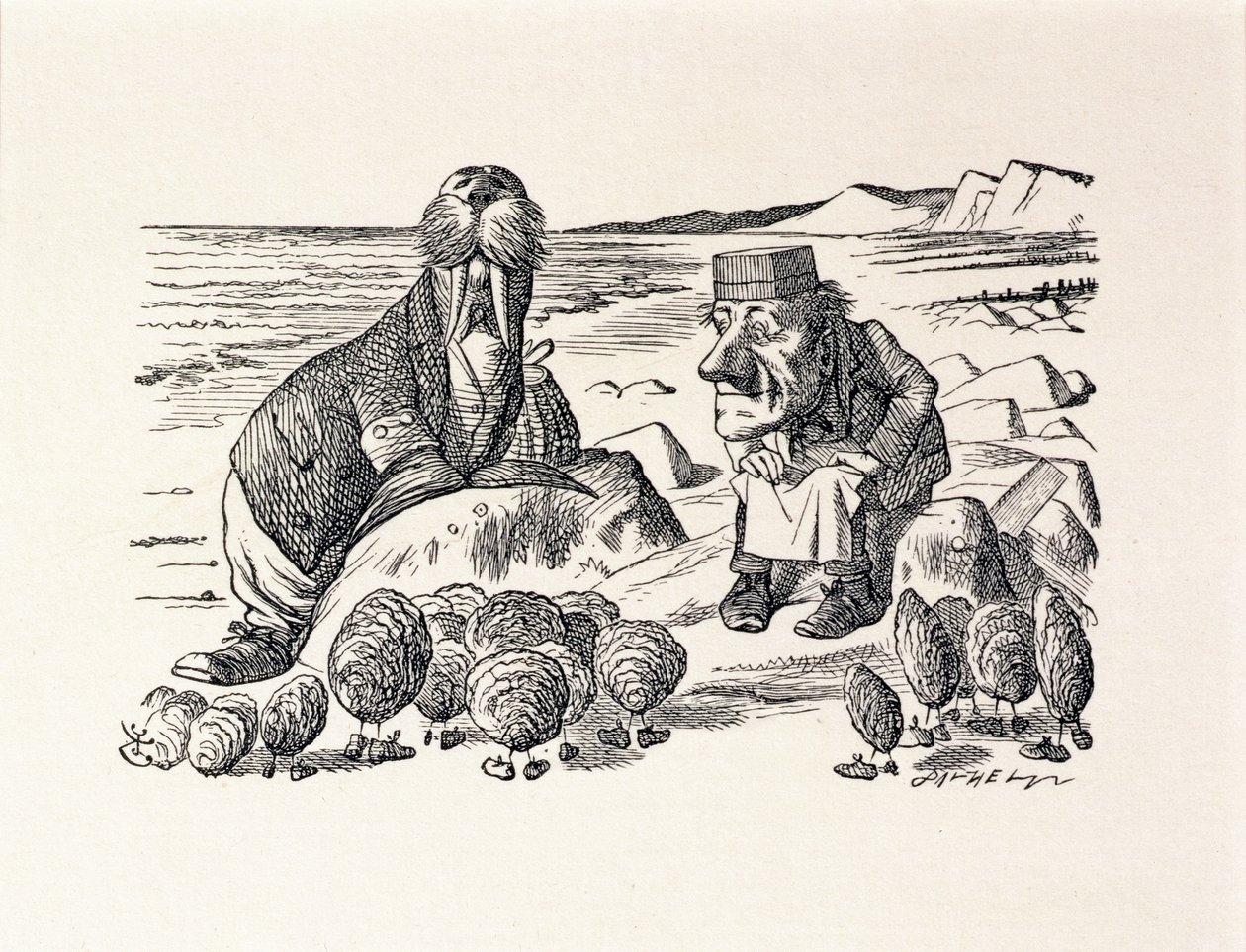 Men vänta lite, illustration från "Through the Looking Glass" av Lewis Carroll av John Tenniel