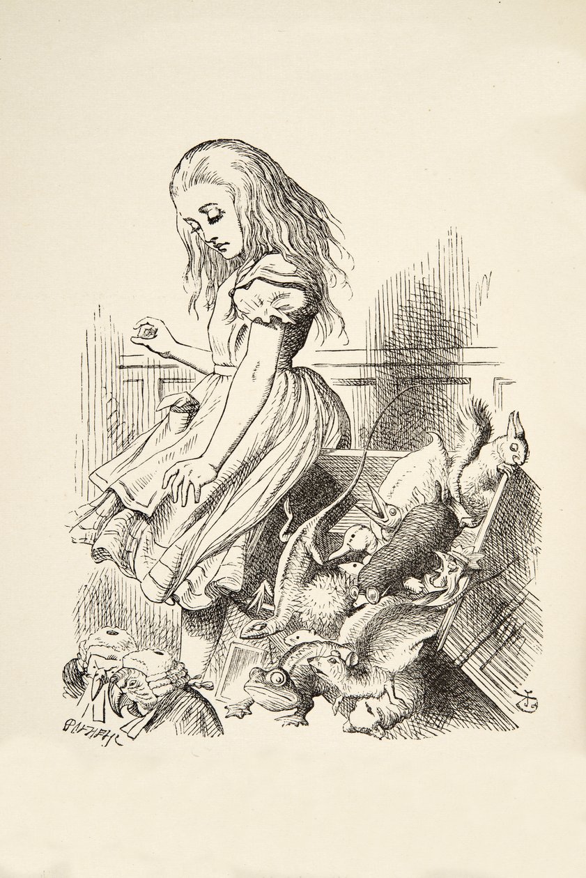 Jätten Alice upprör juryboxen, från Alices Adventures in Wonderland av Lewis Carroll (1832 - 98), publicerad 1891 av John Tenniel