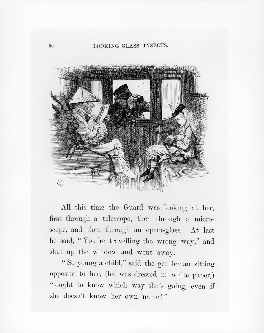 Looking-Glass Insects, illustration från "Alice Through the Looking-Glass" av Lewis Carroll (1833-98) 1872 av John Tenniel