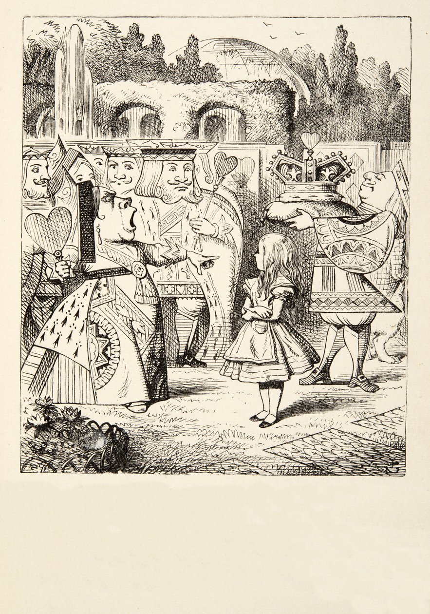 "Av med huvudet", från Alices äventyr i Underlandet av Lewis Carroll (1832 - 98), publicerad 1891. av John Tenniel