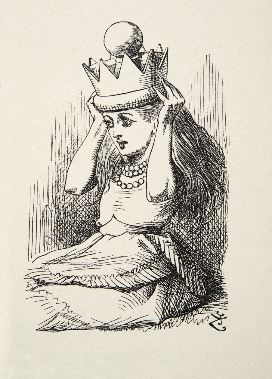 Queen Alice, illustration från Through the Looking Glass av Lewis Carroll (1832 - 98), 1872 av John Tenniel