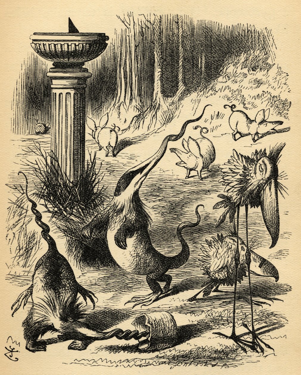 The Borogoves, Toves and the Raths, illustration från "Through the Looking Glass" av Lewis Carroll (1832-98) publicerad först 1871 av John Tenniel