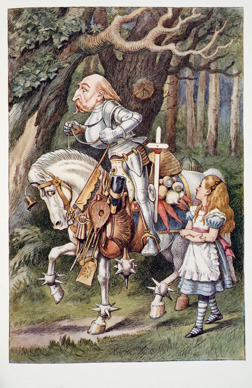 Den vita riddaren, Alices äventyr i underlandet och genom blickglaset och vad Alice hittade där, av Lewis Carroll (1832 - 98), publicerad 1911 (färgad litografi) av John Tenniel