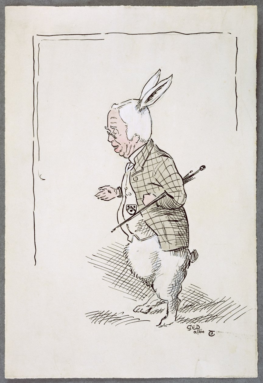 William Archibald Spooner (1844-1930) som den vita kaninen (penna och bläck och wc på papper) av John Tenniel