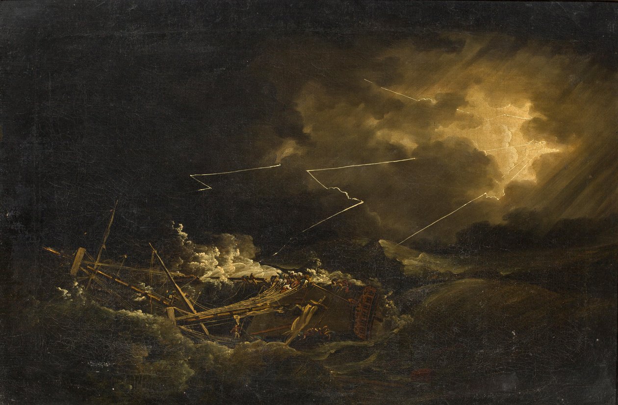 Vraket av H.M.S. Deal Castle utanför Puerto Rico under den stora orkanen 1780 av John Thomas Serres