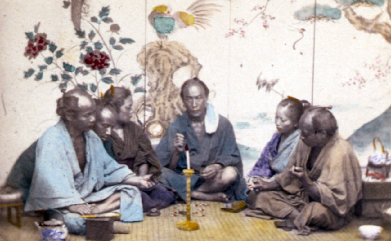 Japansk teceremoni, 1890 (handfärgat foto) av John Thomson