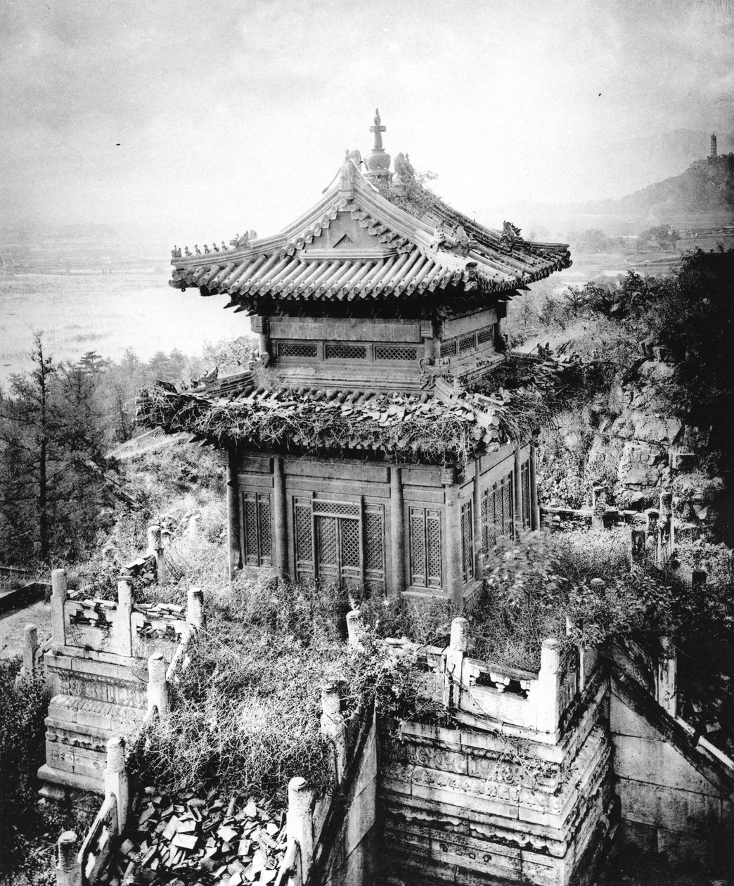 Baoyun-bronspaviljongen i sommarpalatset, Peking, c.1867-72 av John Thomson