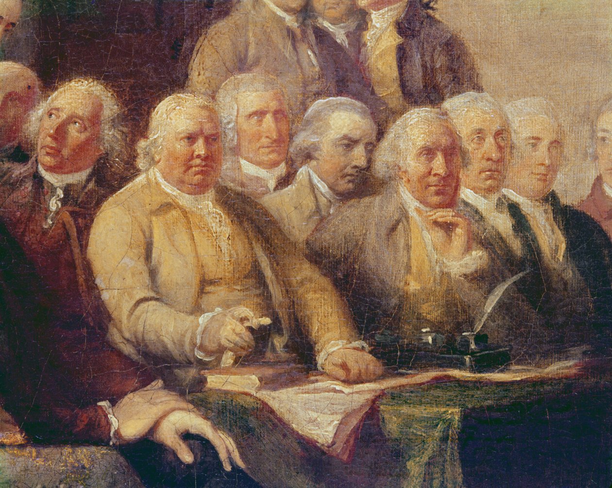 Utarbetande av självständighetsförklaringen, 28 juni 1776, ca 1817 (uppgift om 702745) av John Trumbull