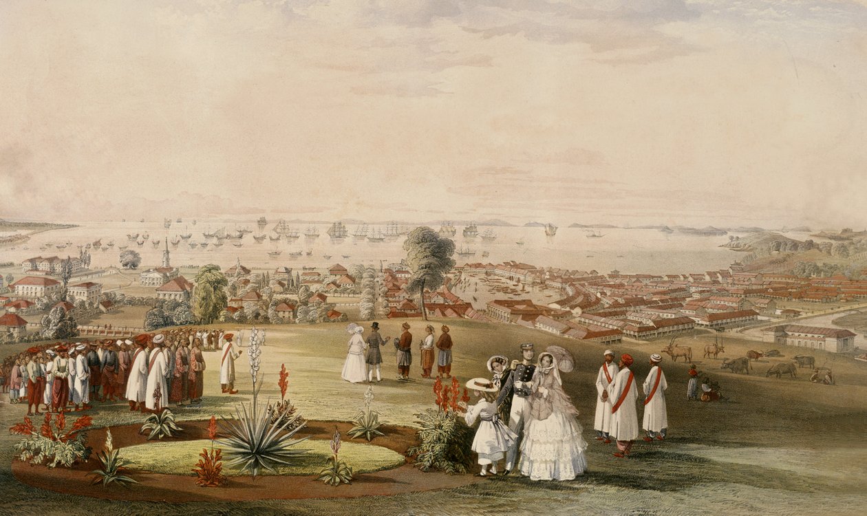 Utsikt över Singapore från Fort Canning, 1846 (wc på papper) av John Turnbull Thomson