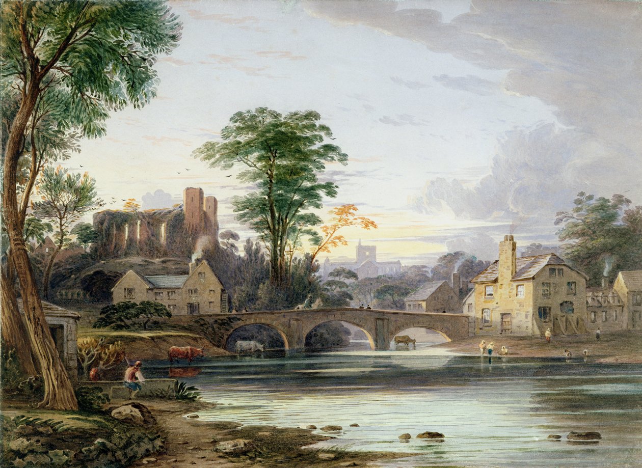 Brecon Castle (wc och gouache på papper) av John Varley
