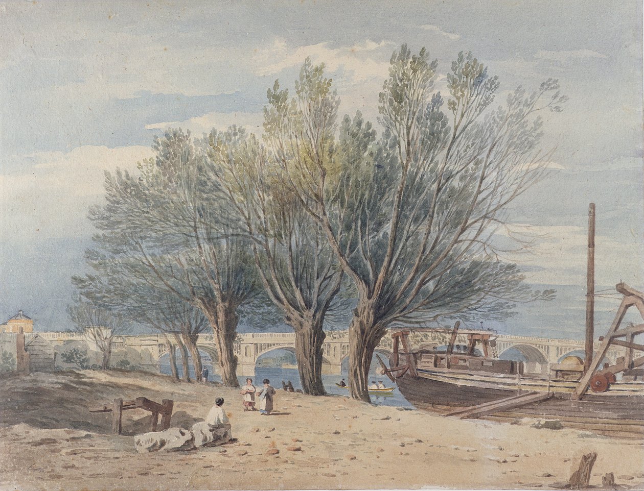 Vauxhall Bridge (wc över grafit) av John Varley