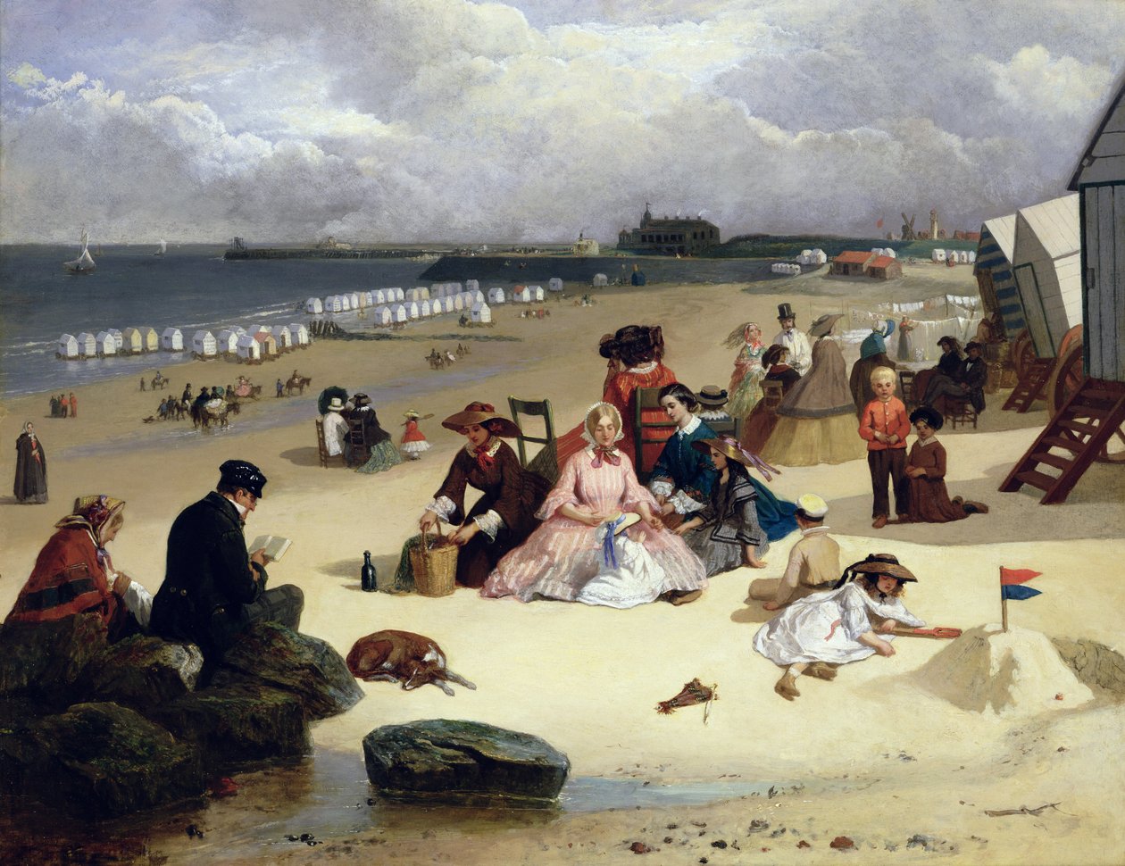 Littlehampton Beach med piren, Climping bortom c.1888 av John W. Eyres