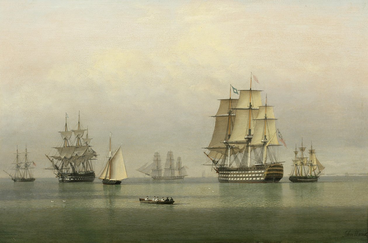 Warships on a calm sea av John Ward of Hull
