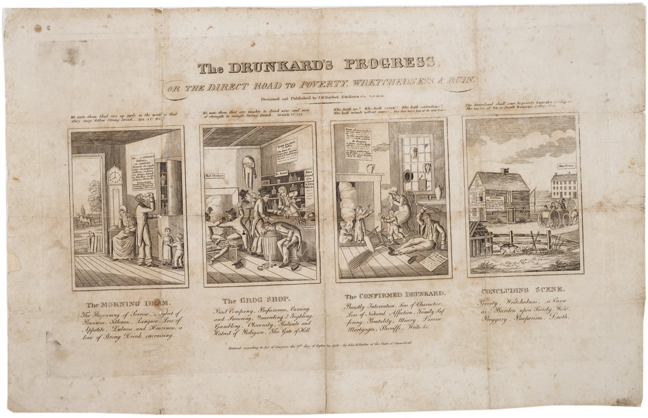 Druckarens framfart, eller den direkta vägen till fattigdom, elände, und ruin, 1826 av John Warner Barber