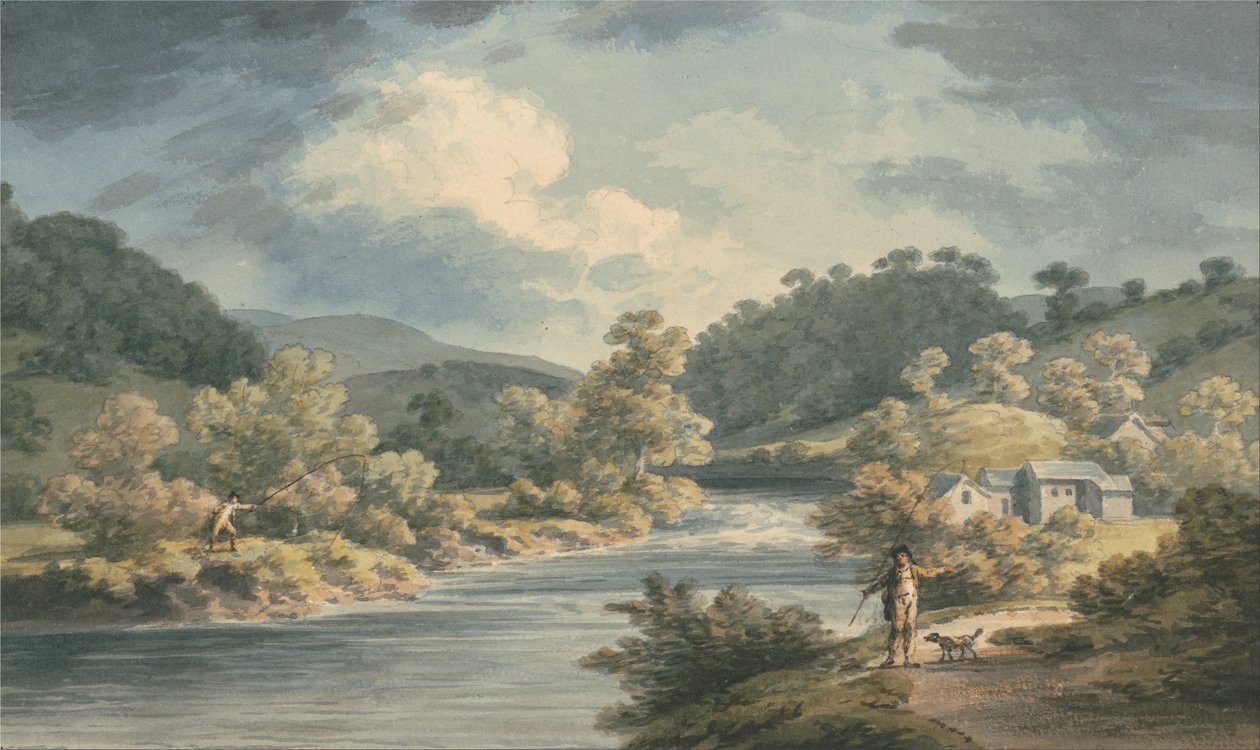 En fiskare i Myfod-dalen, där prinsessan av Powis palats låg. av John Warwick Smith