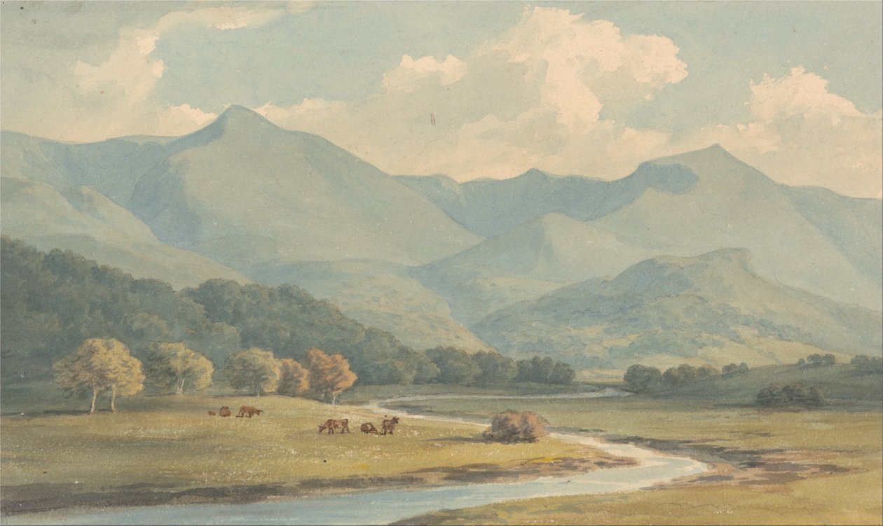 Carnedd Llewelyn and Carnedd David, Carnarvonshire, Seen Across the River Ogwen av John Warwick Smith