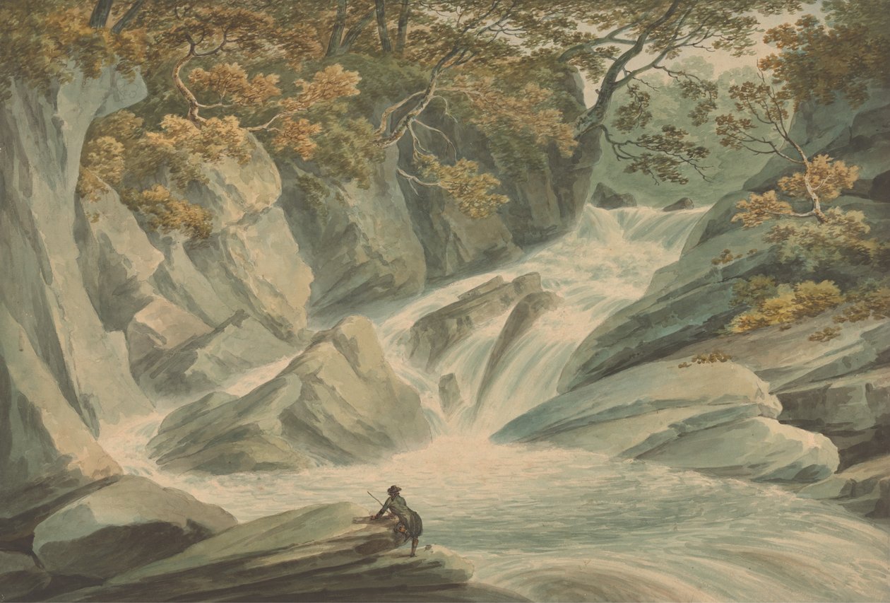 Hafod- Upper Part of Cascade av John Warwick Smith