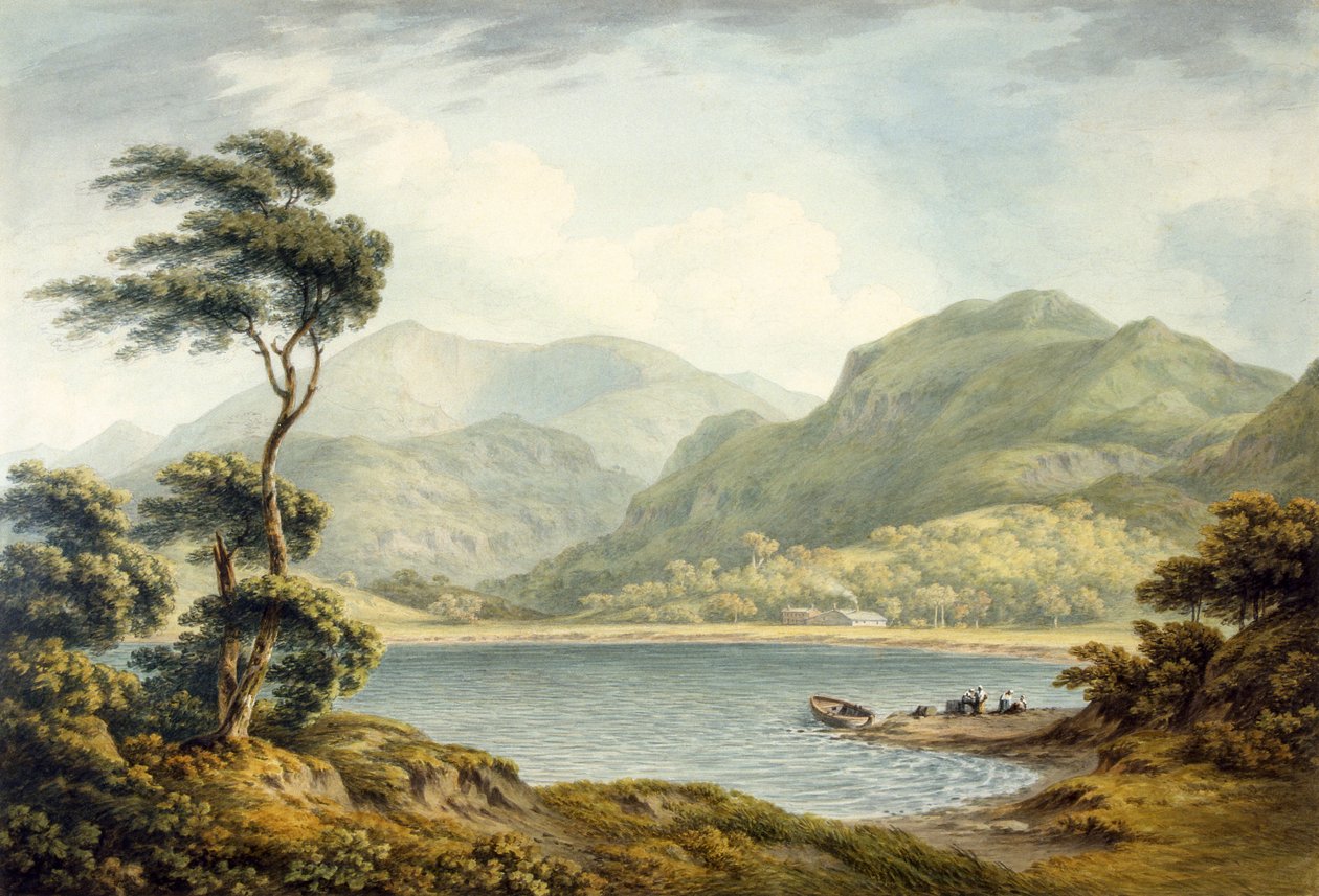 Övre änden av Coniston Lake, Lancashire, 1801 av John Warwick Smith