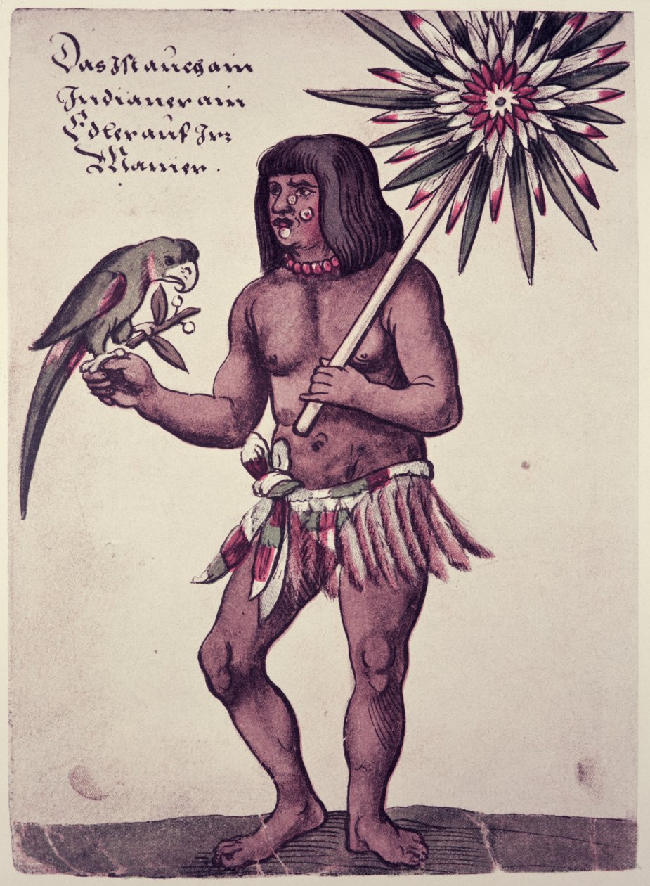 Amazonas indian, graverad av Theodore de Bry (1528-98) av John White