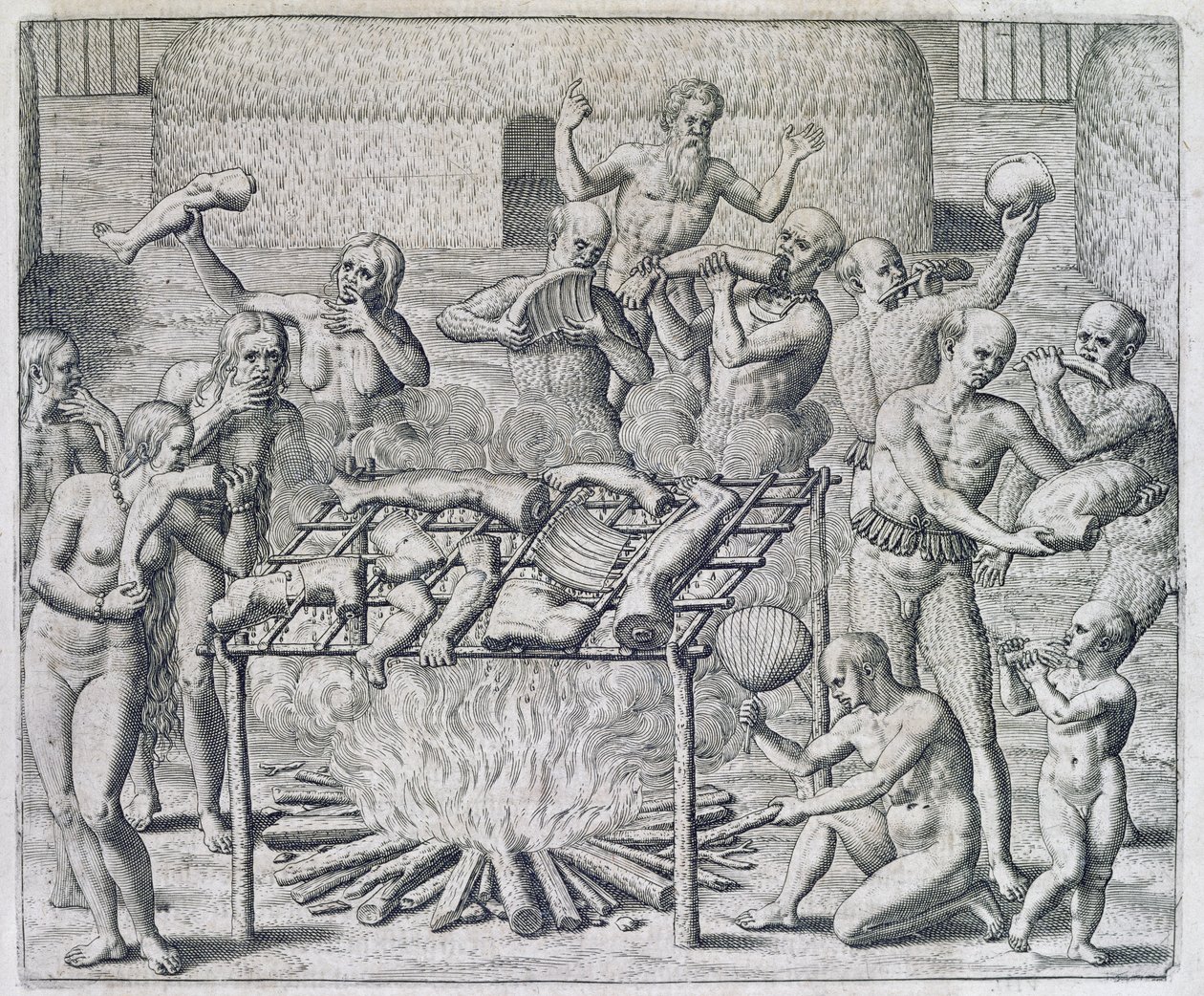 Kannibalfest, graverad av Theodor de Bry (1528-98) av John White