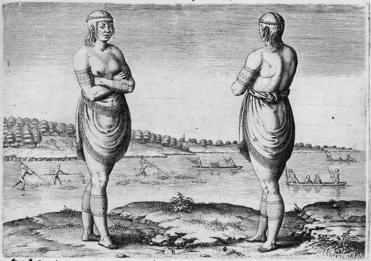 Indian Woman of Secoton, graverad av Theodor de Bry (1528-1598) av John White