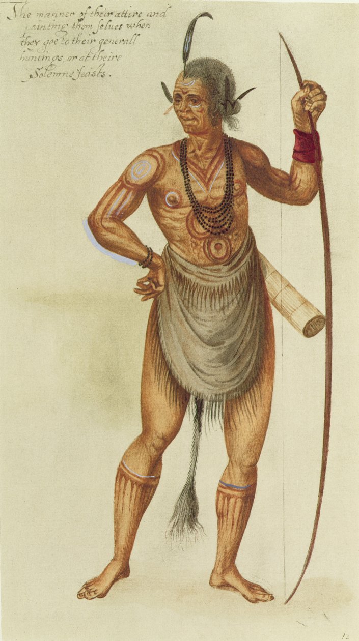 Indian i kroppsfärg av John White