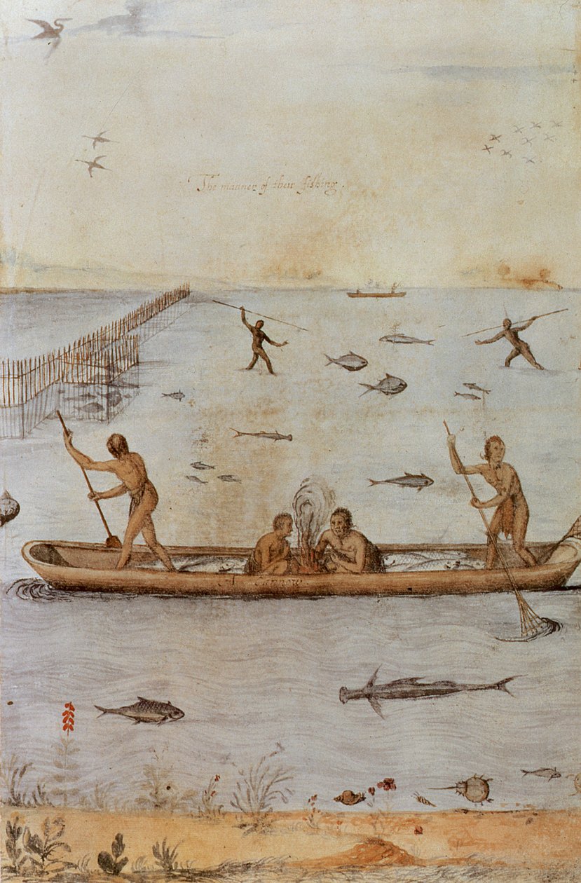 indianer som fiskar av John White
