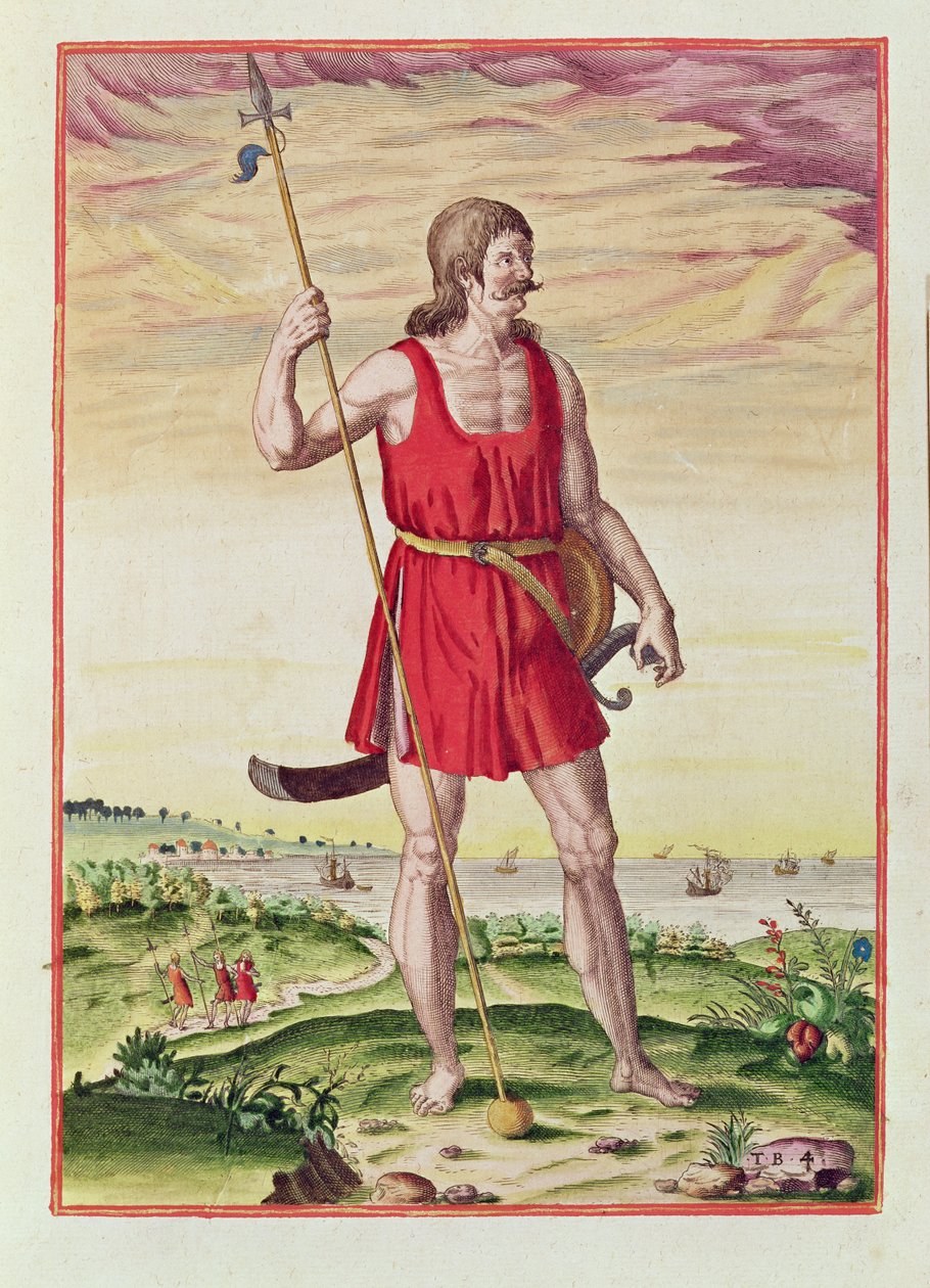 Man från en grannstam till pikterna, från "Admiranda Narratio...", graverad av Theodore de Bry (1528-98) 1585-88 av John White