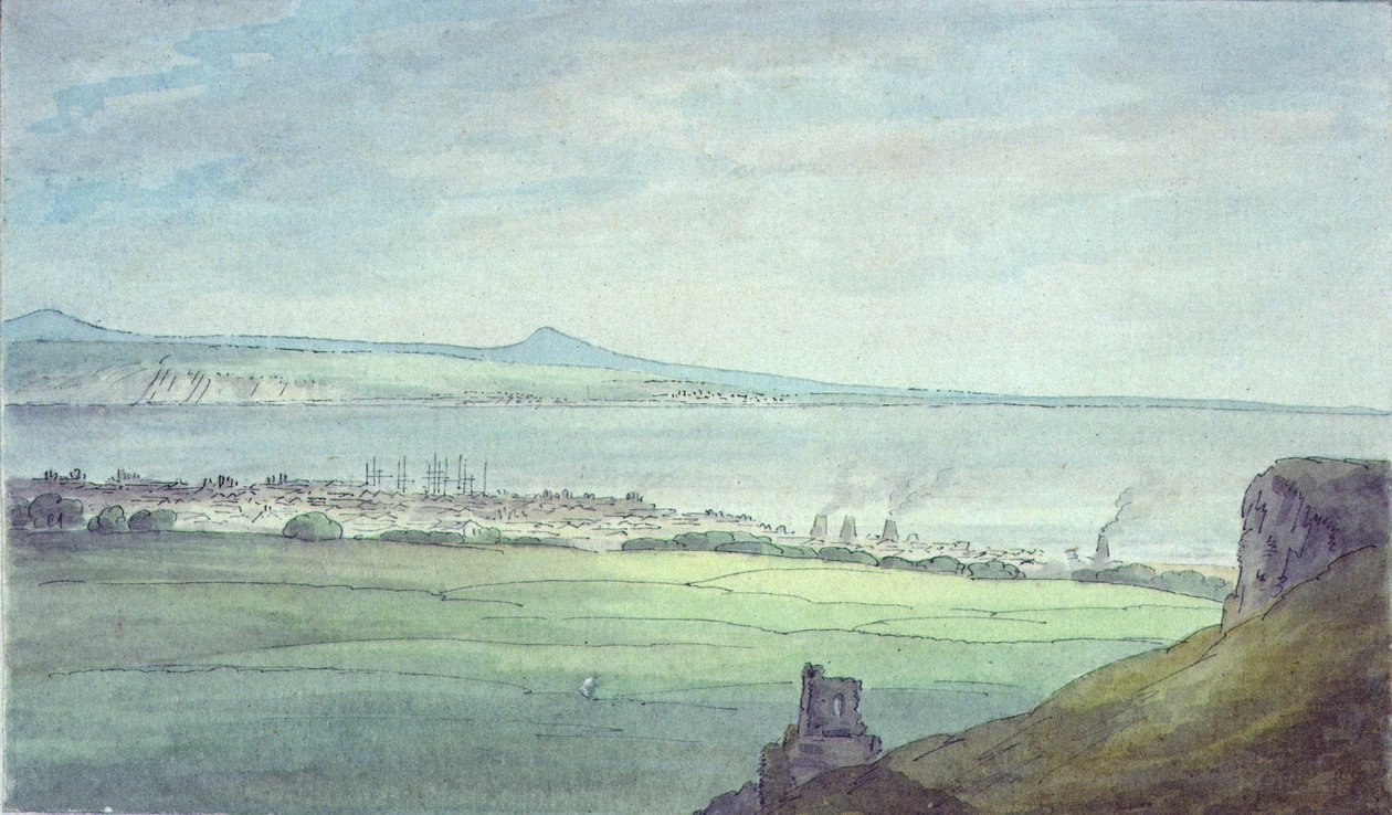 Leith, med Kirkaldy på kysten af Fifeshire (akvarel) swed av John White Abbott