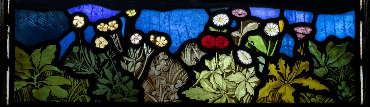 Blomsterdetalj, Te Deum, East Window, c.1888 av John William Brown