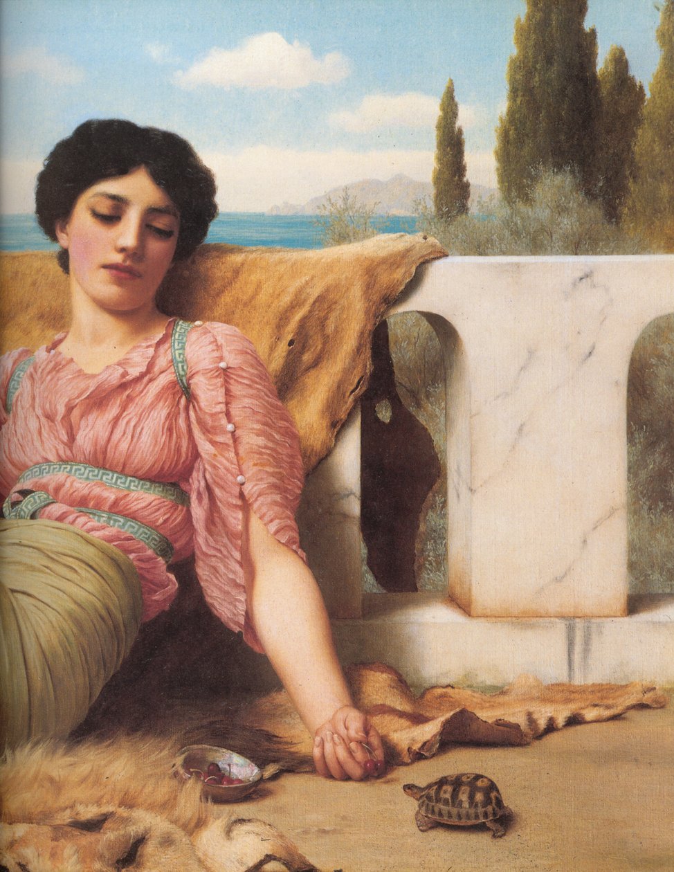 A Quiet Pet detail av John William Godward
