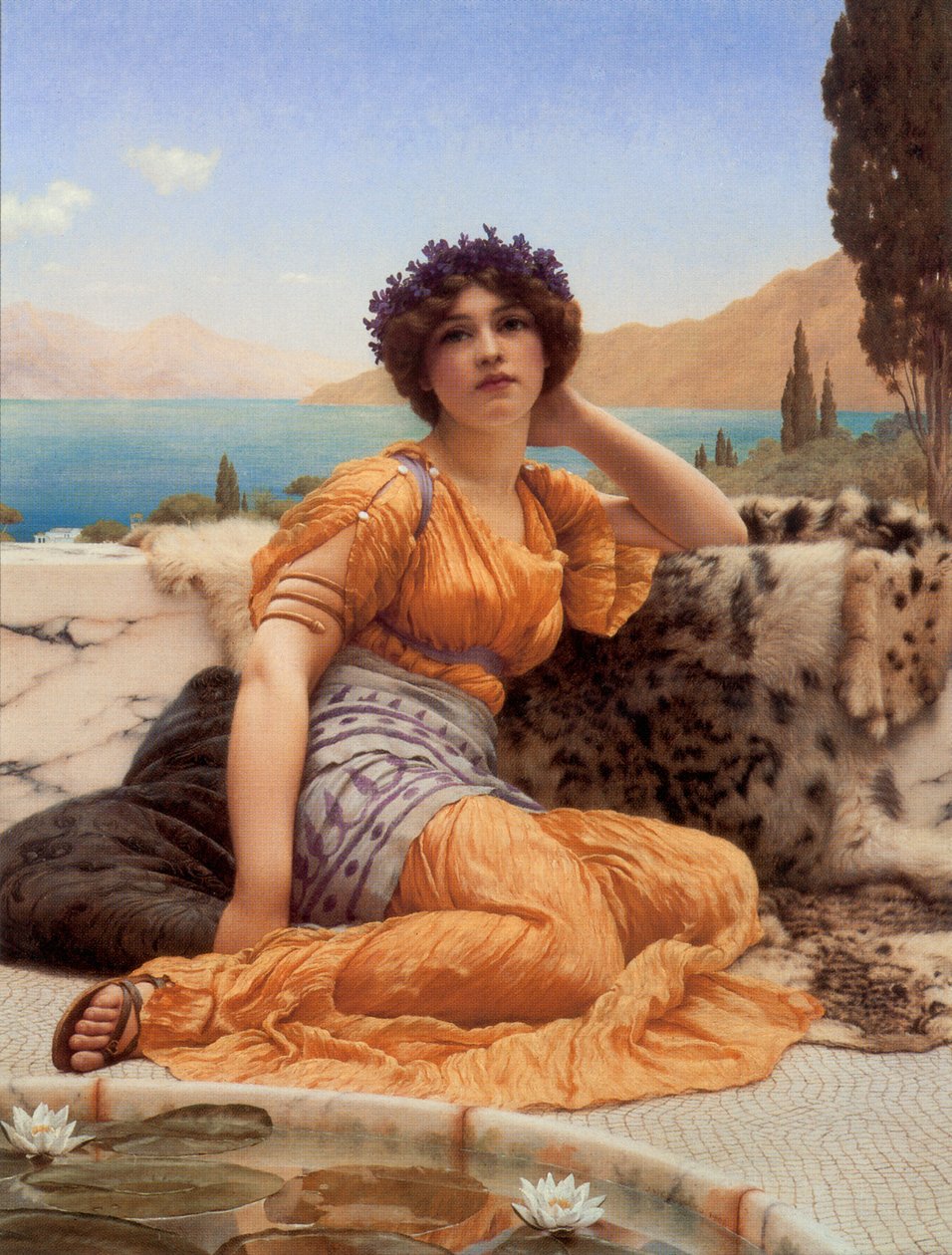 With Violets Wreathed and Robe of Saffron Hue av John William Godward