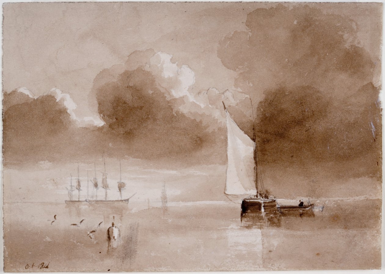 Compositional Study for a Seascape (penna och akvarell på papper) av John Wilson Carmichael